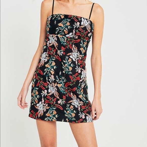 Embroidered Ponte Straight-Neck Dress - Picture 3 of 4